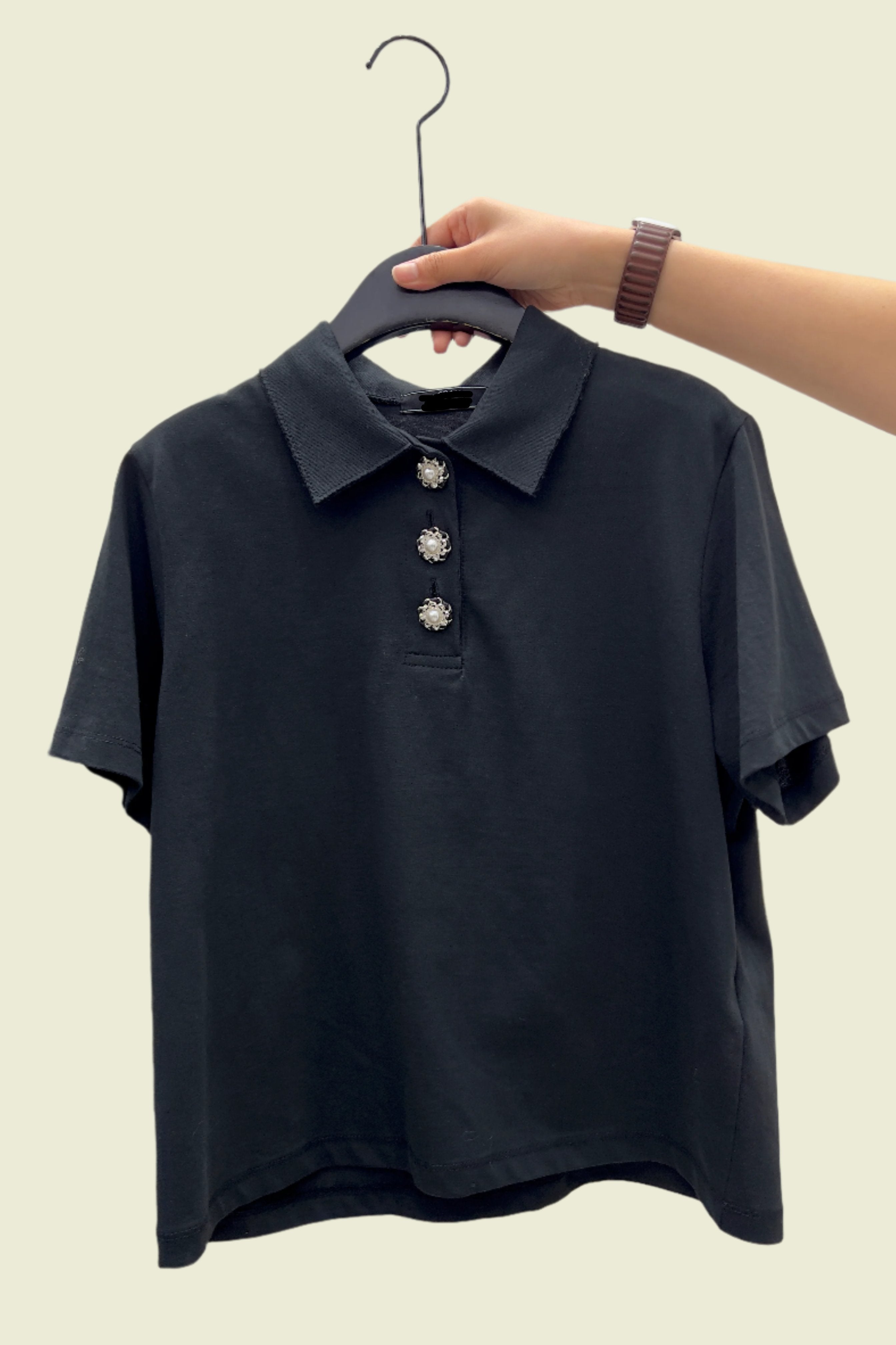 pearl button polo tee