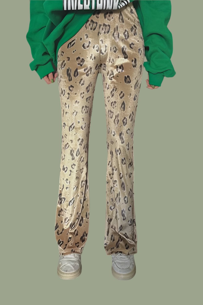 Leopard velvet flared pants