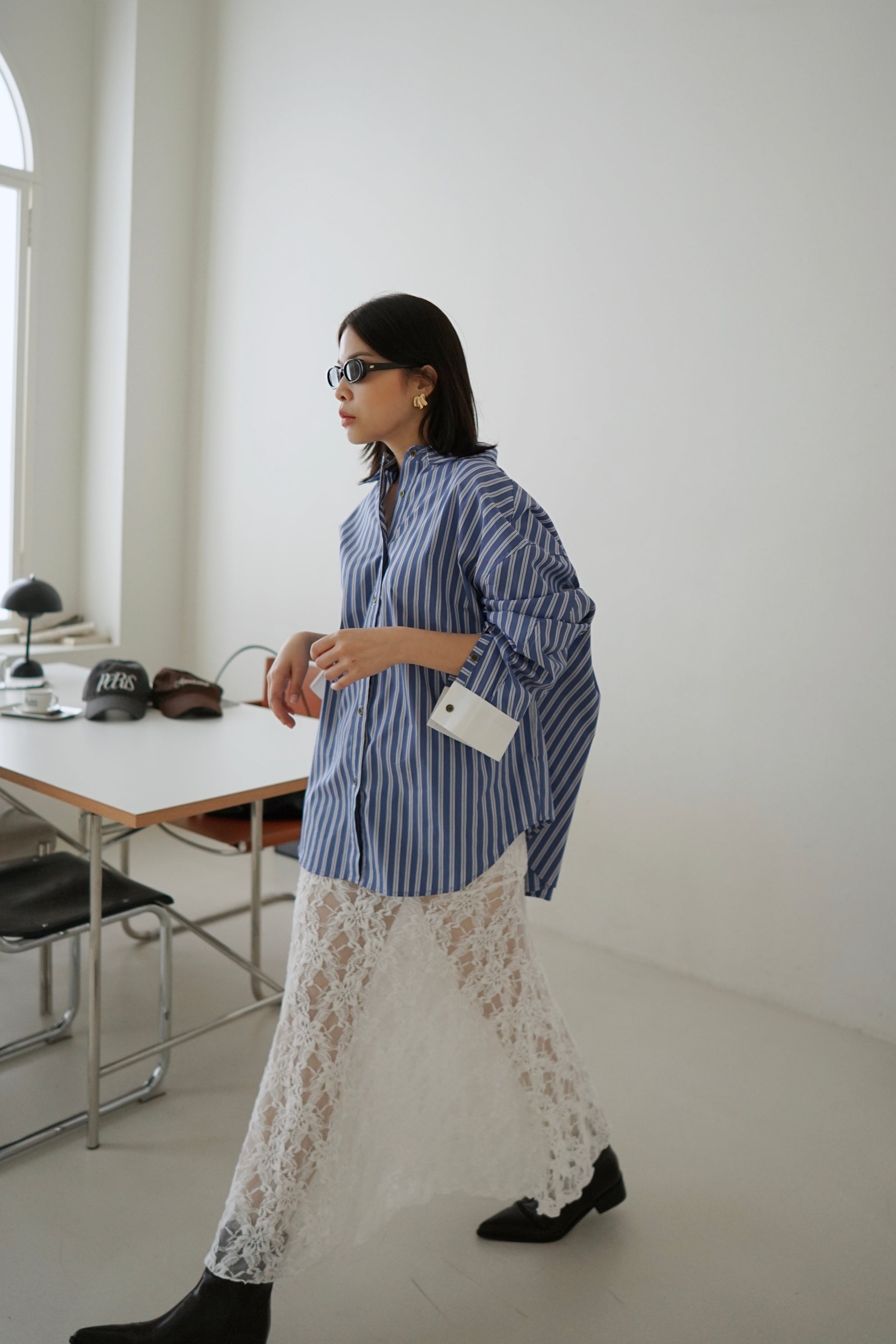 Messy stripe oversized shirt