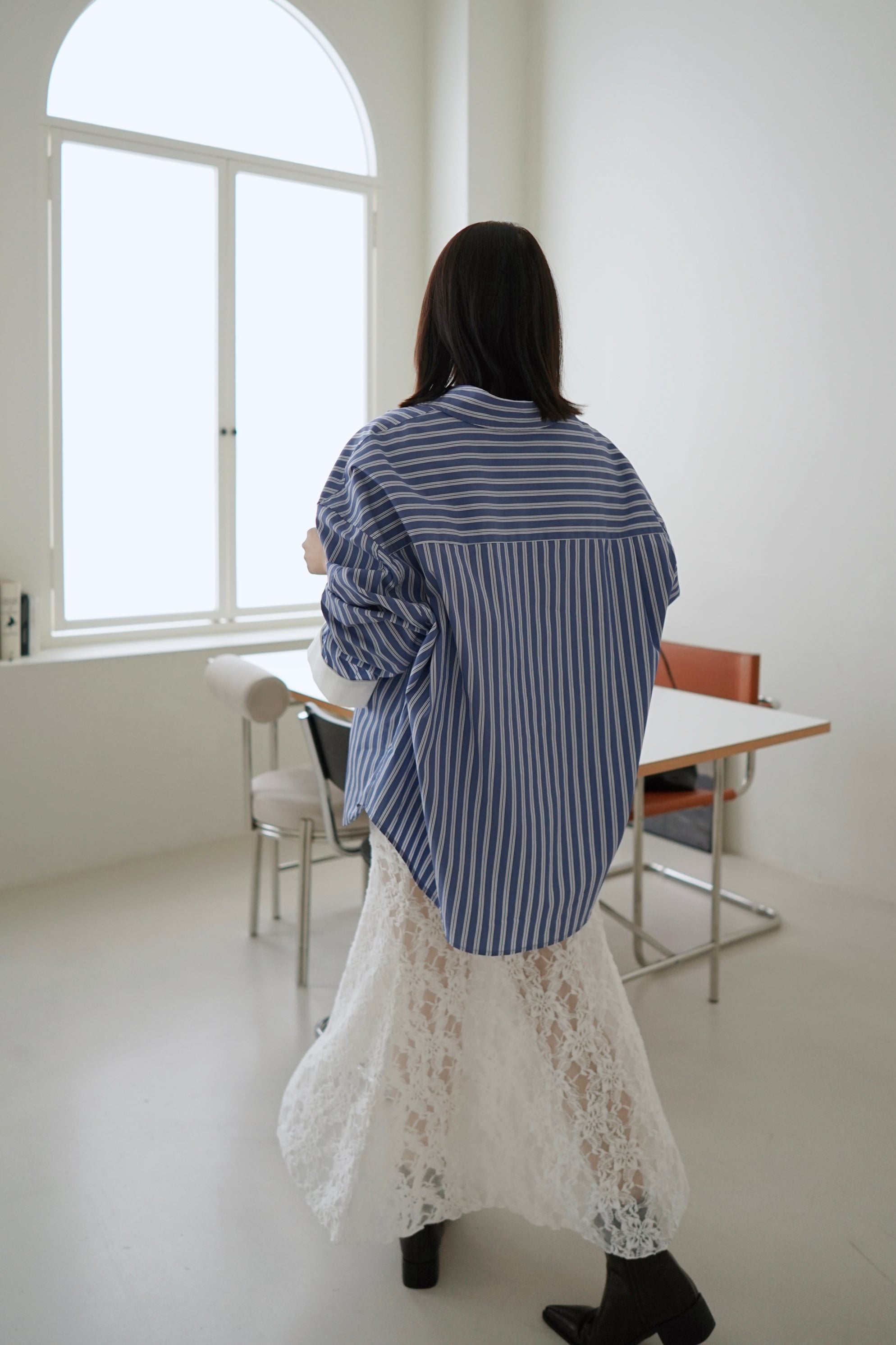 Messy stripe oversized shirt