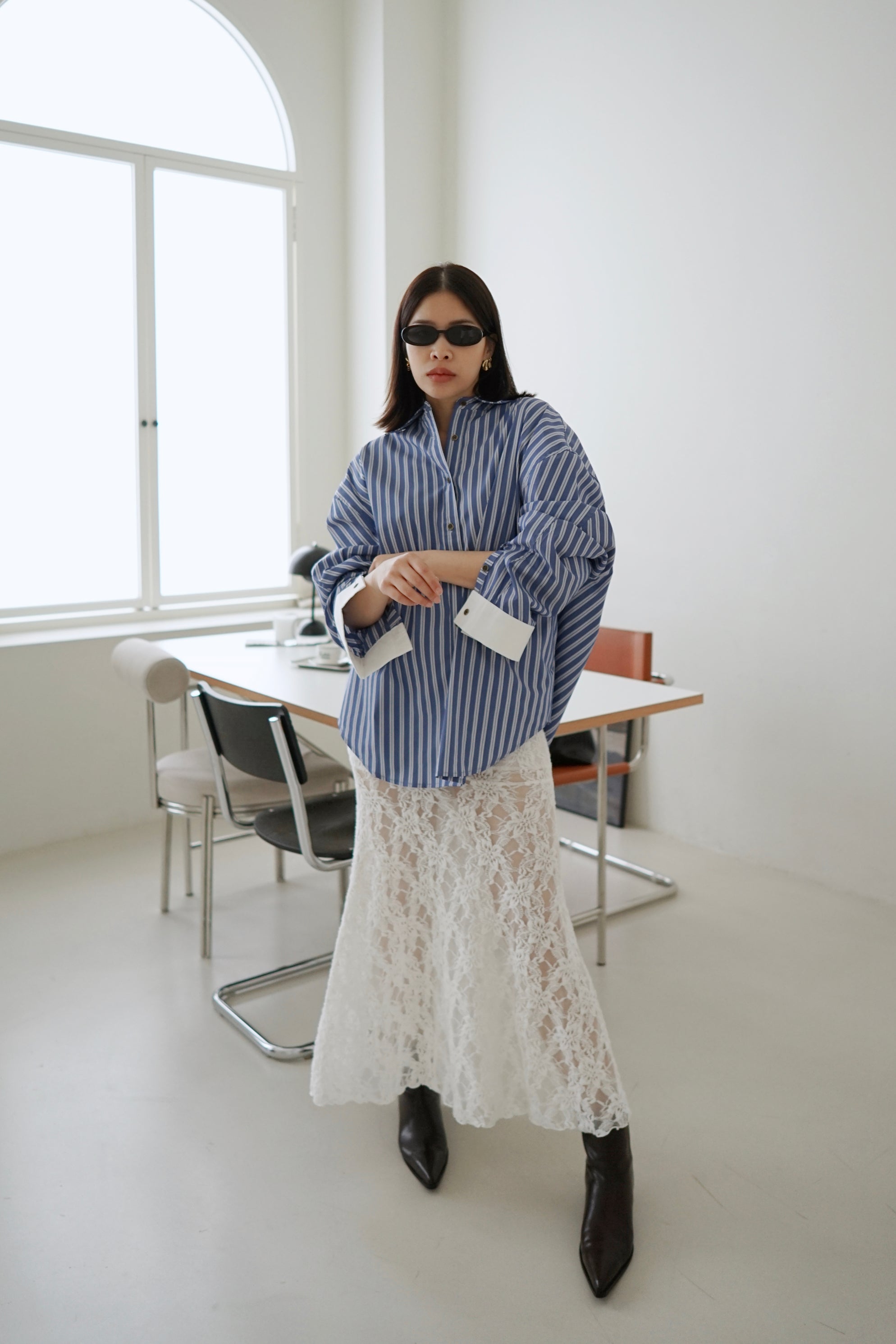 Messy stripe oversized shirt