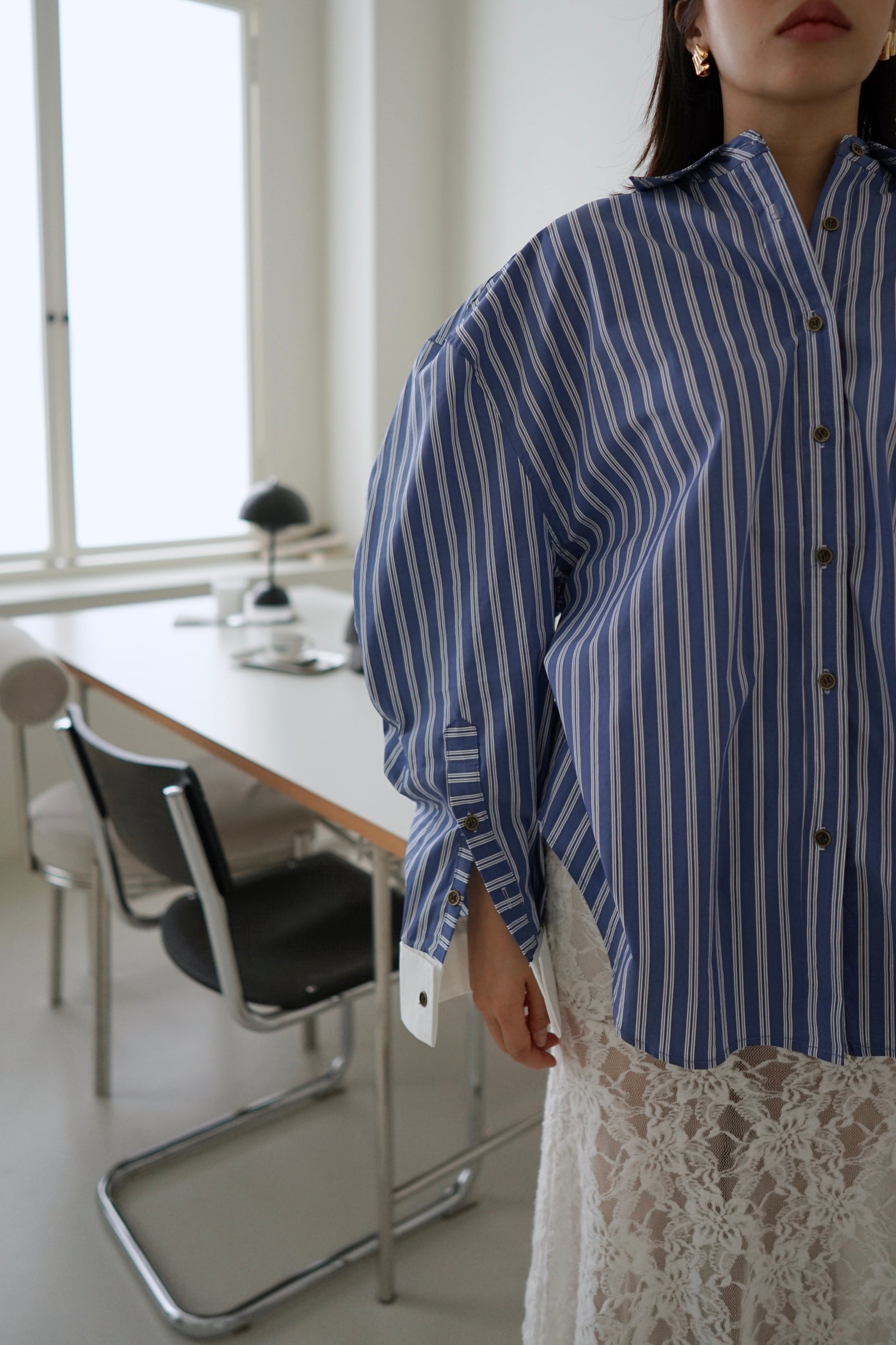 Messy stripe oversized shirt