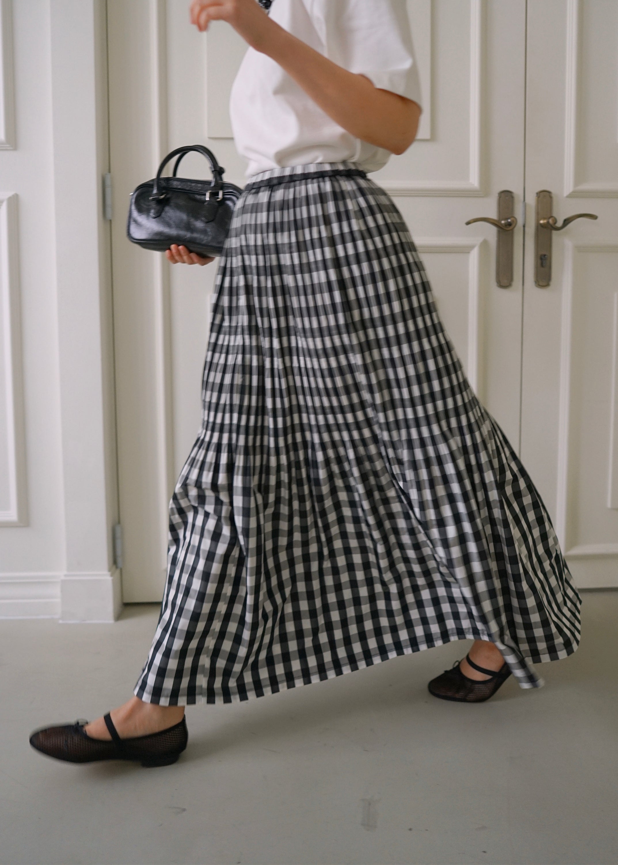 Gingham pleat please maxi skirt