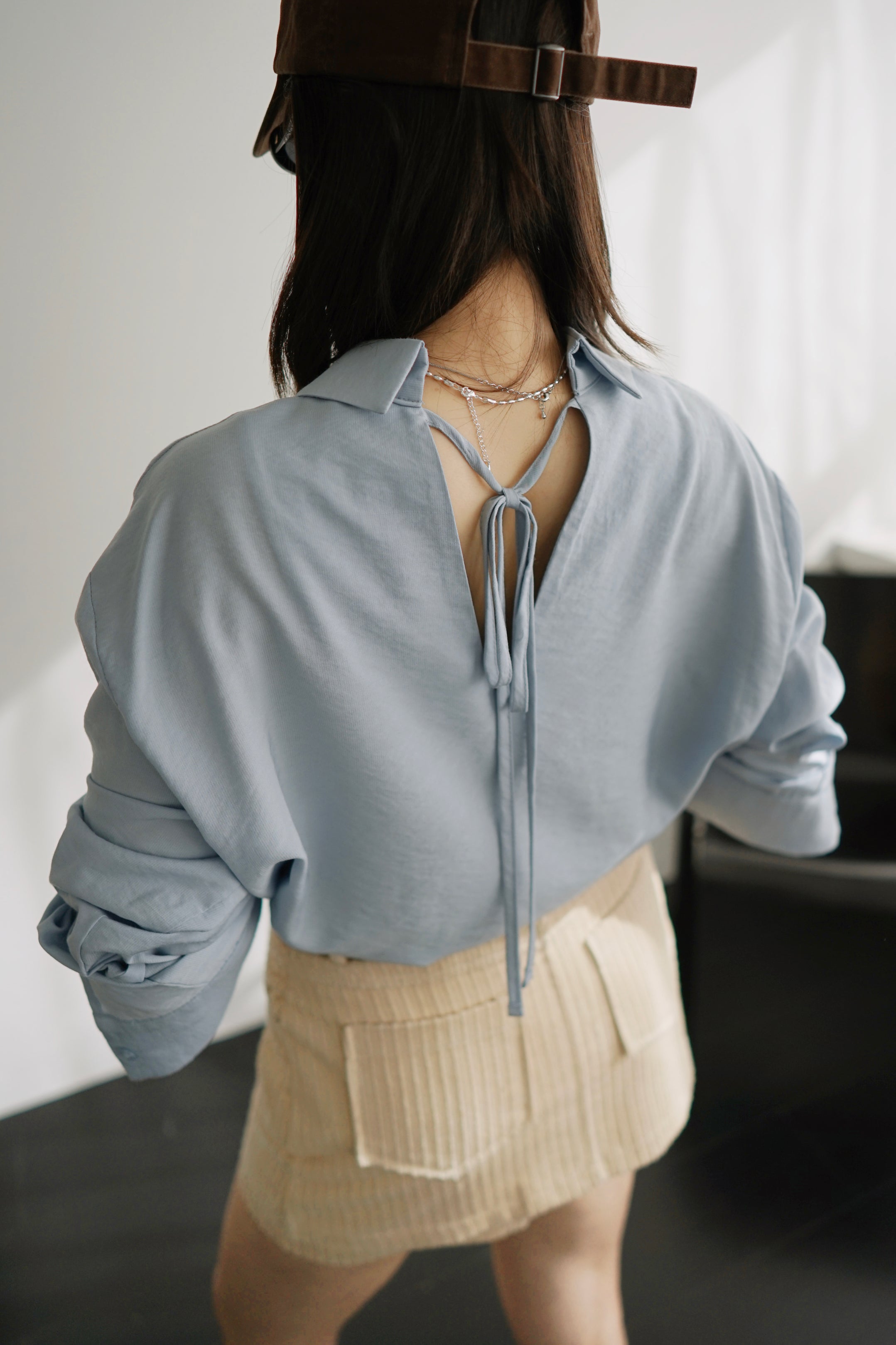 Tansy ribbon collar shirt