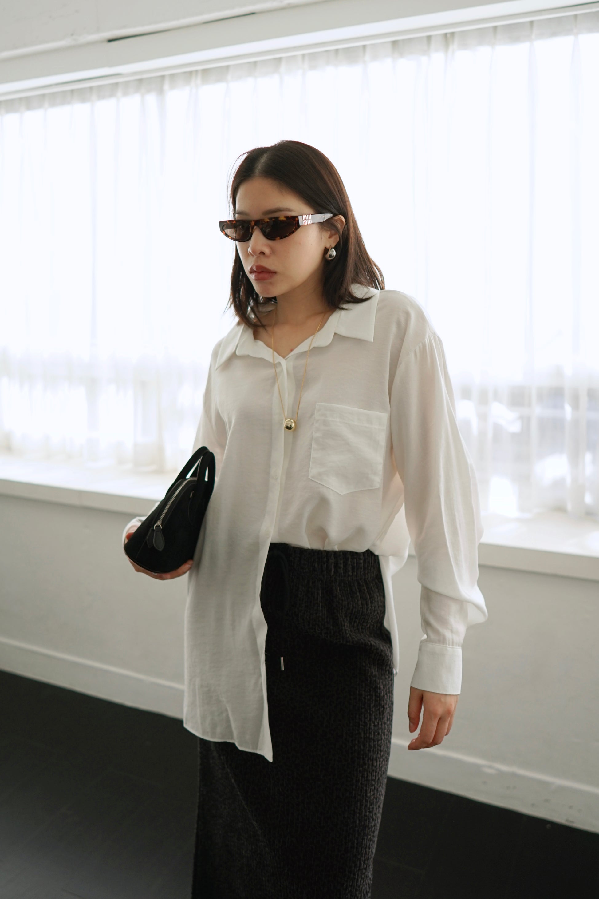 Tansy ribbon collar shirt