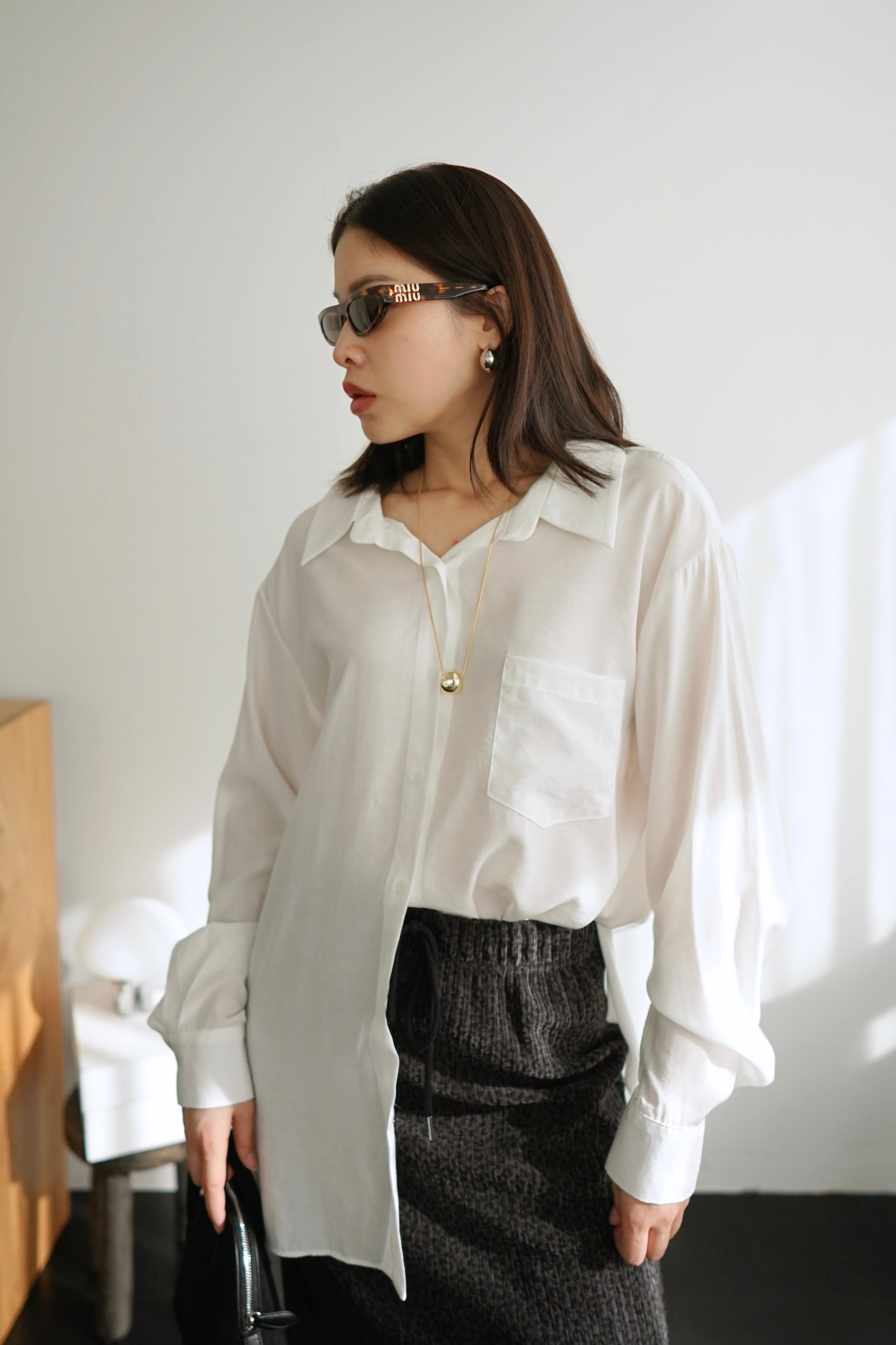 Tansy ribbon collar shirt