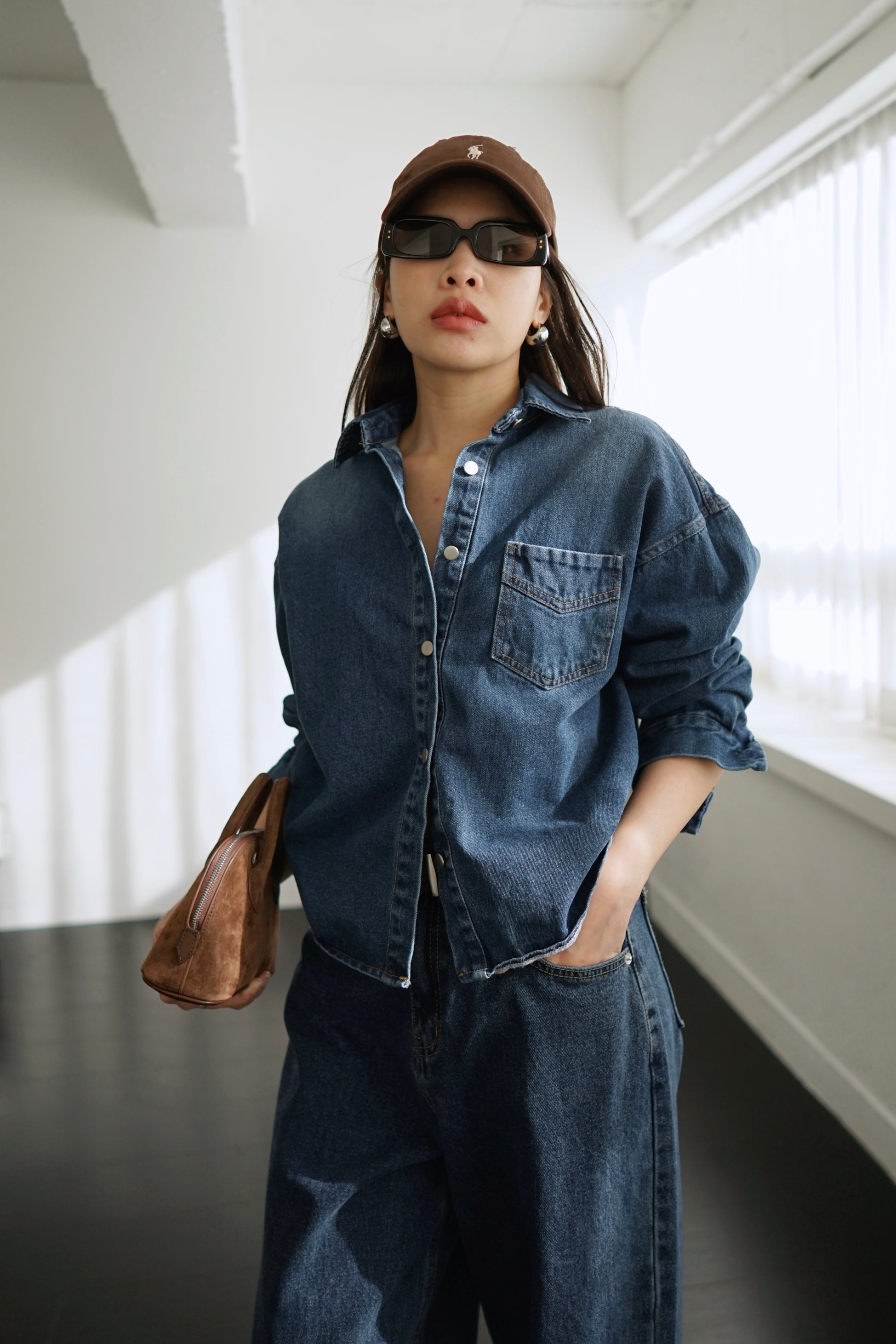 Coline denim crop shirt