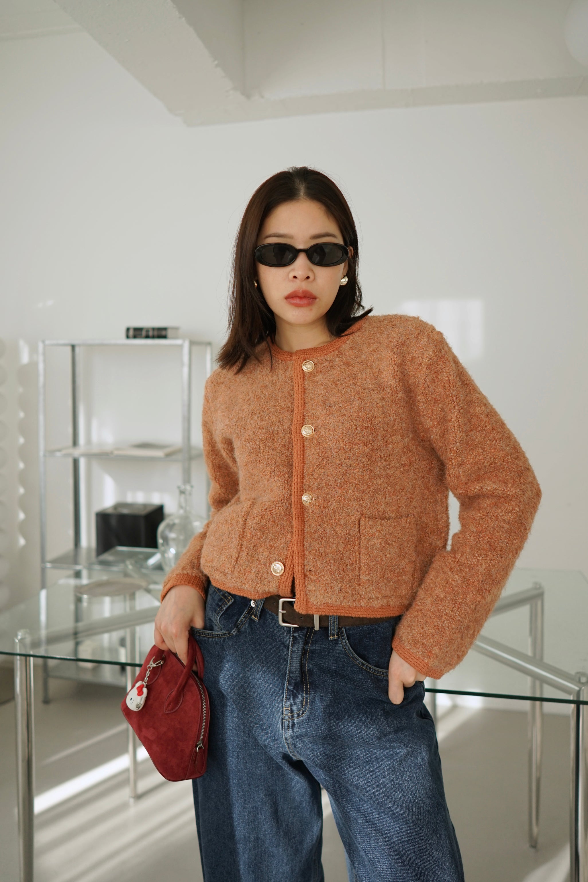 Brie shearling cardigan