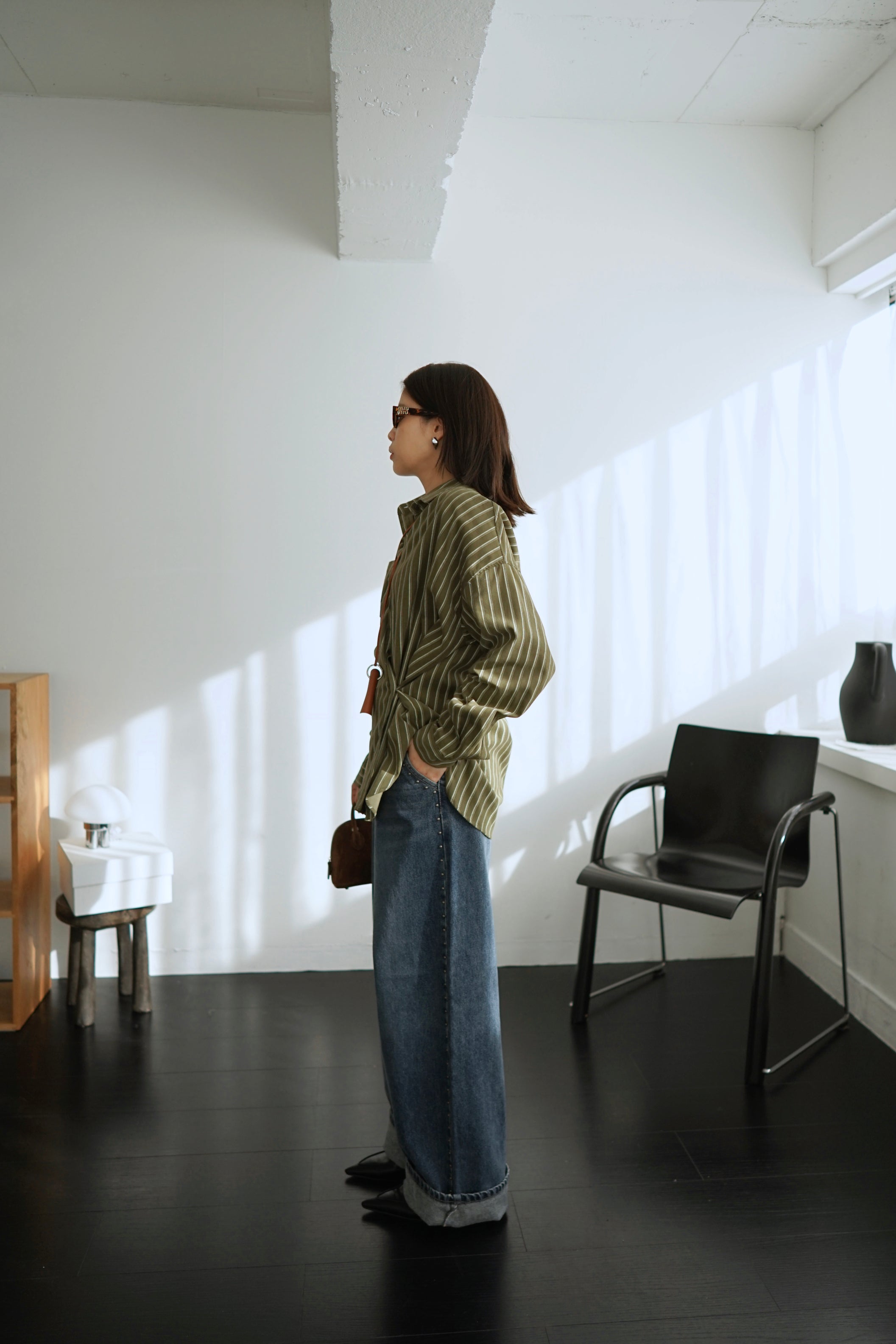 corduroy striped button shirt