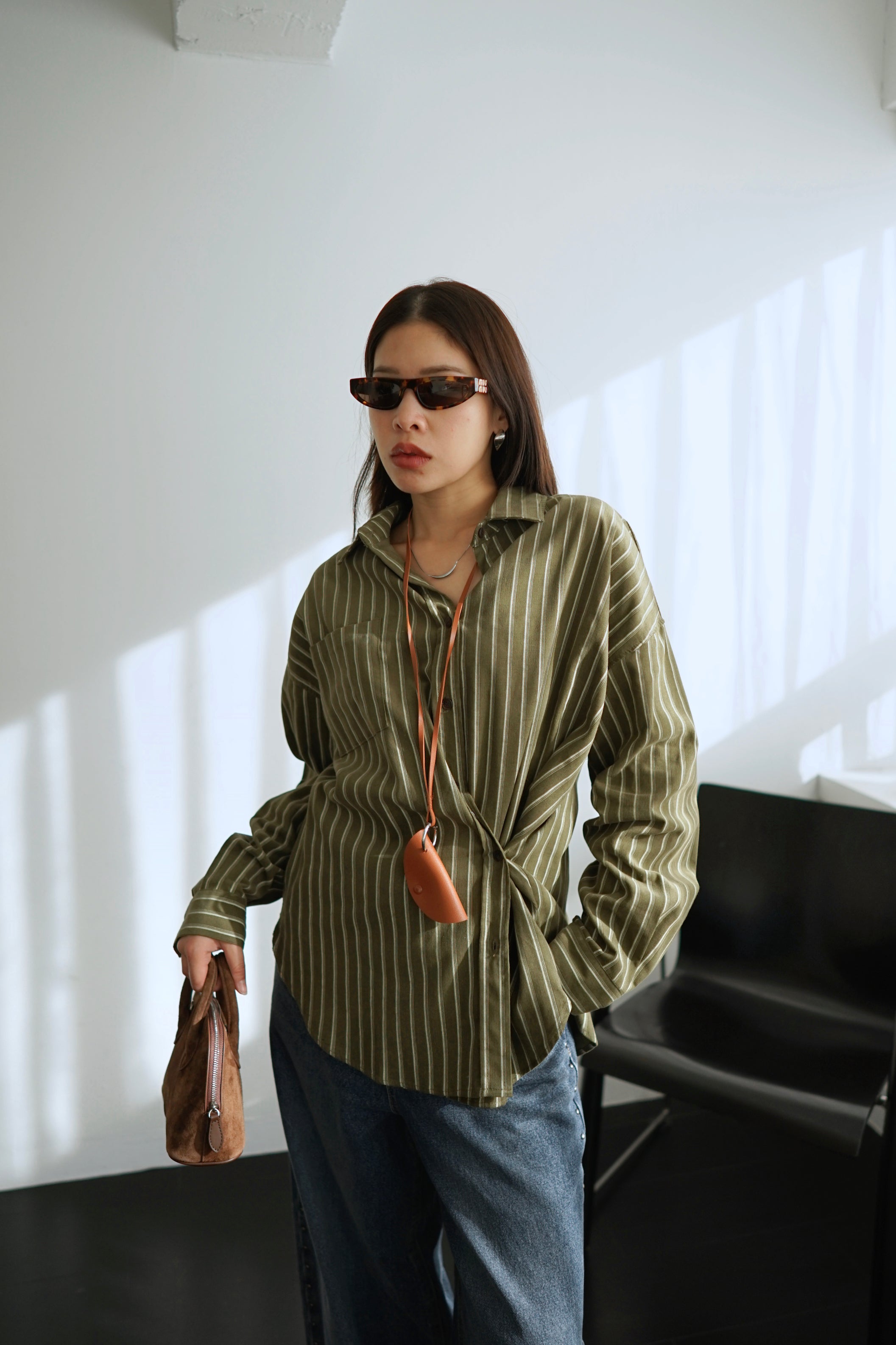 corduroy striped button shirt