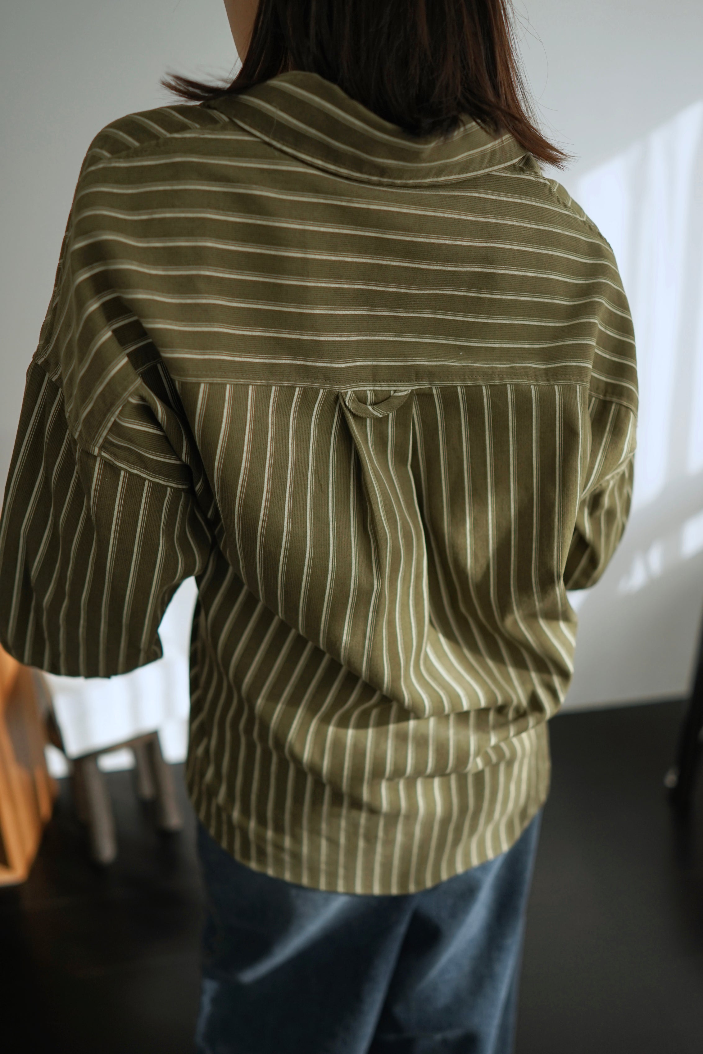 corduroy striped button shirt