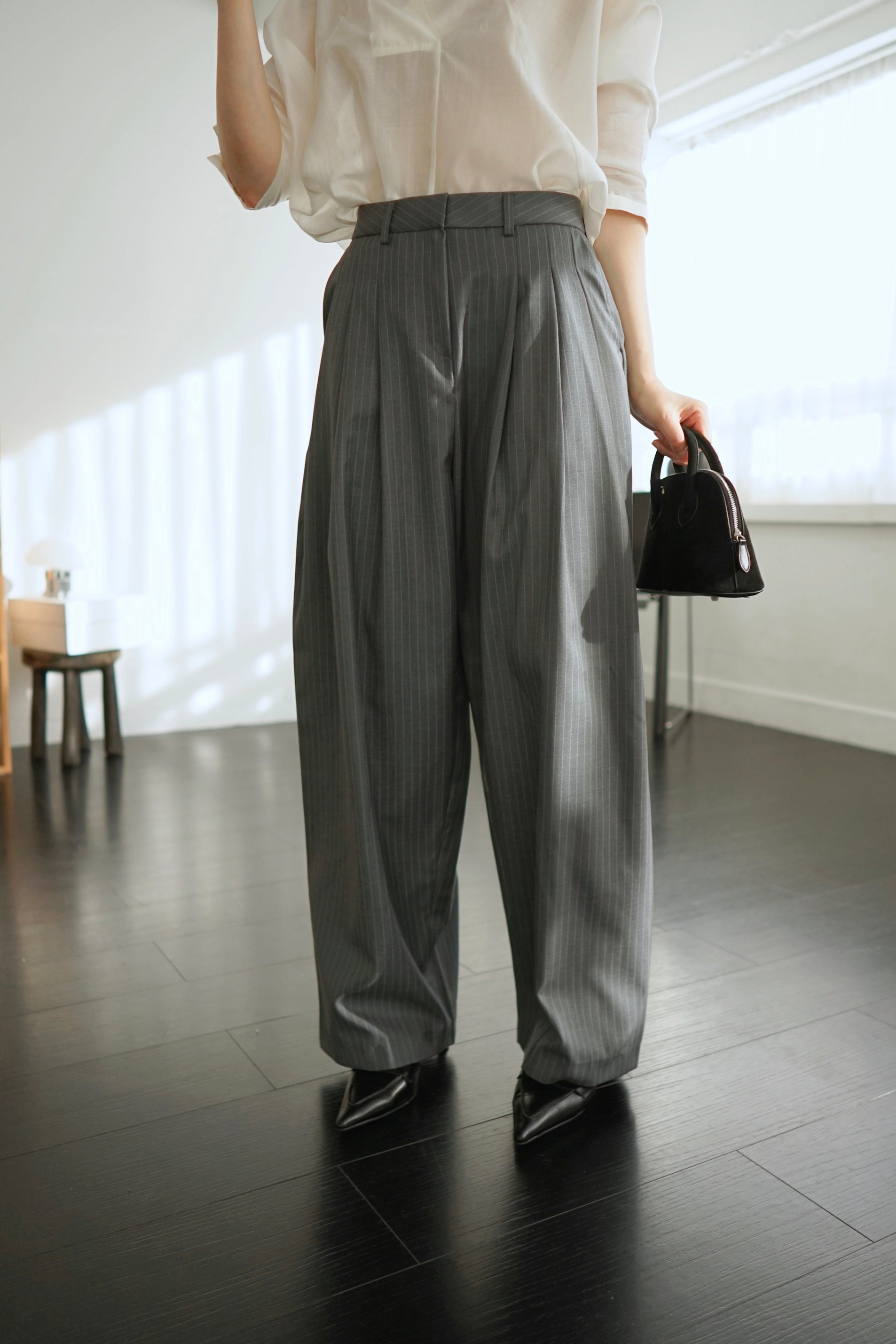 High rise stripe daddy trousers