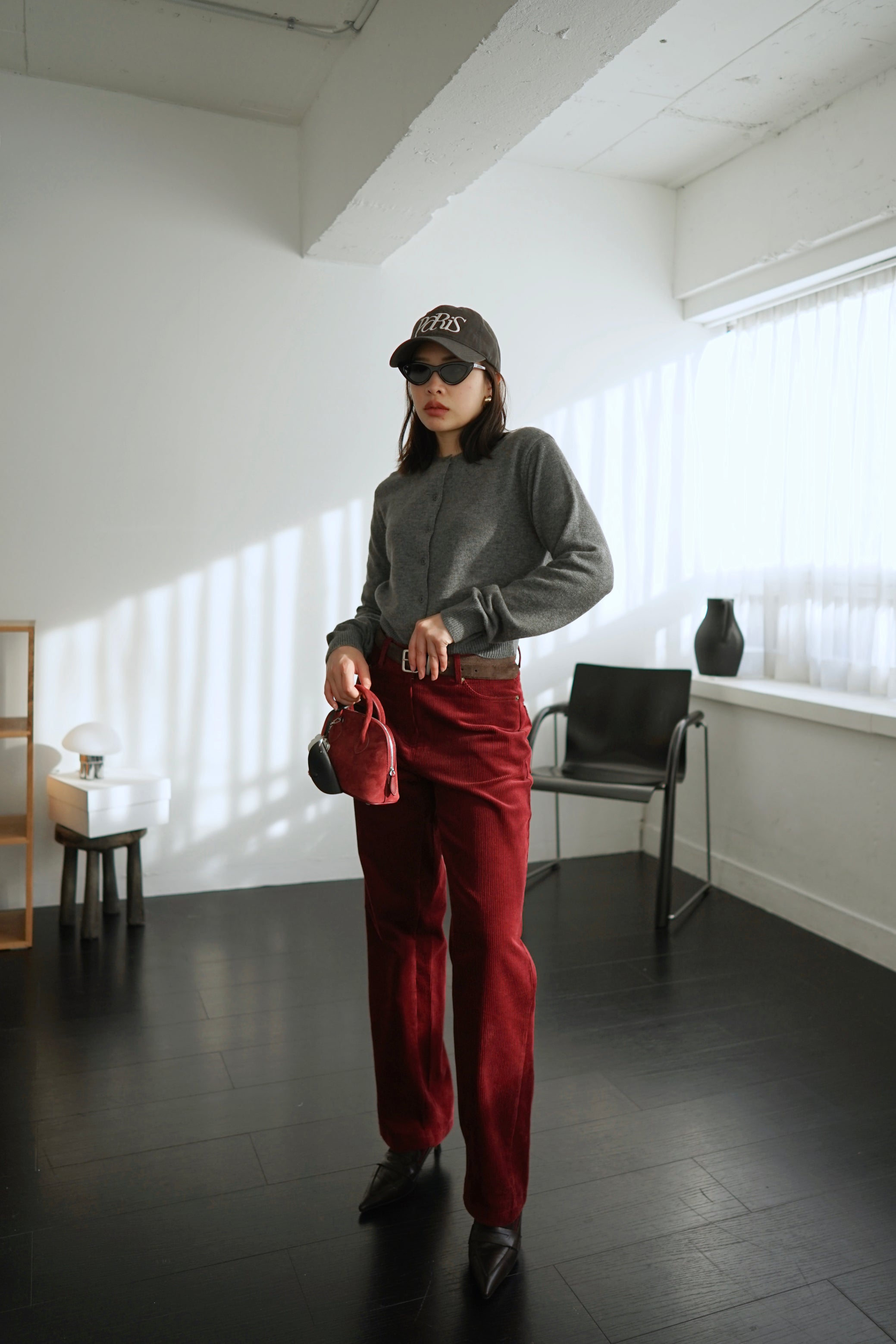 Peipei corduroy high rise straight trousers