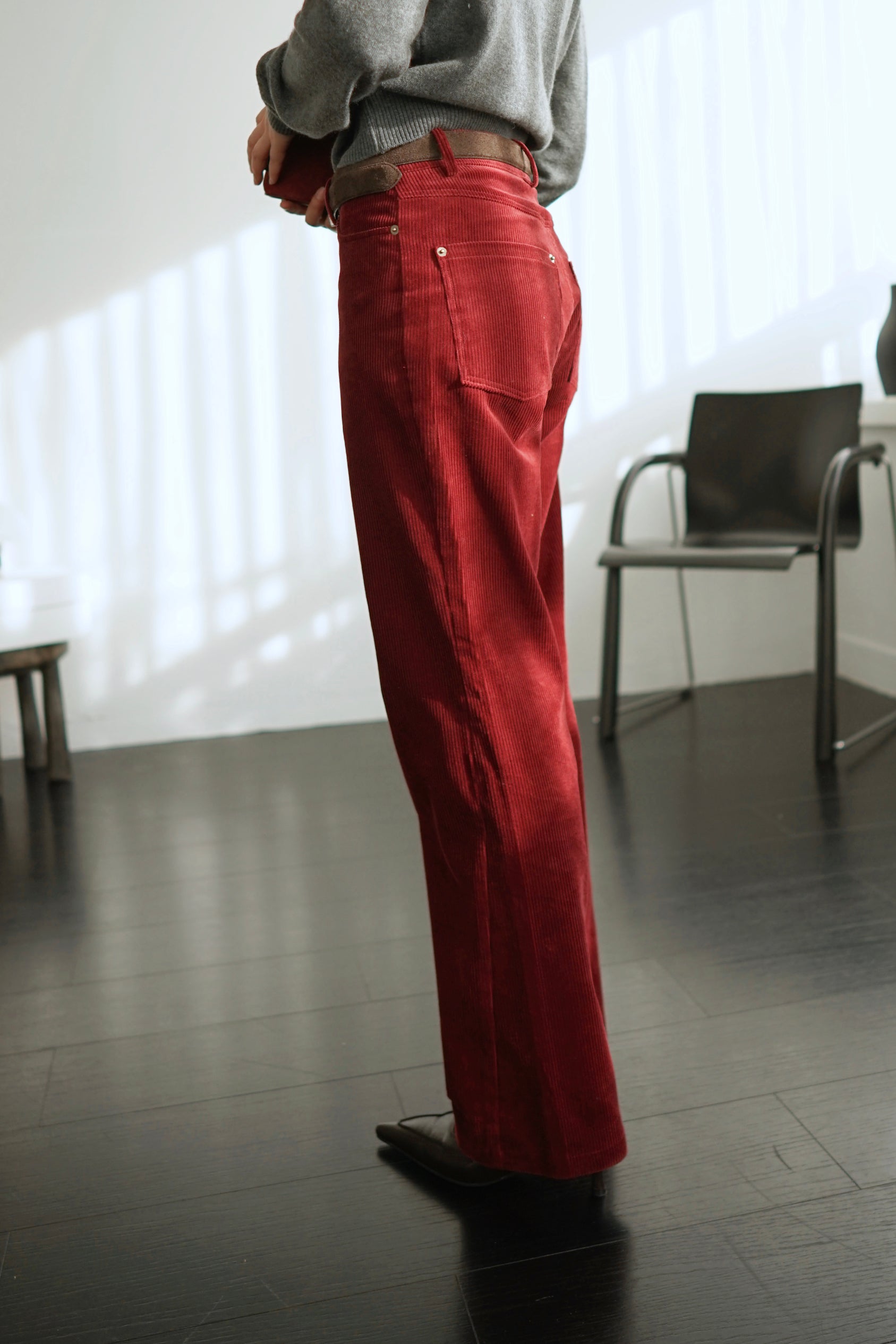 Peipei corduroy high rise straight trousers