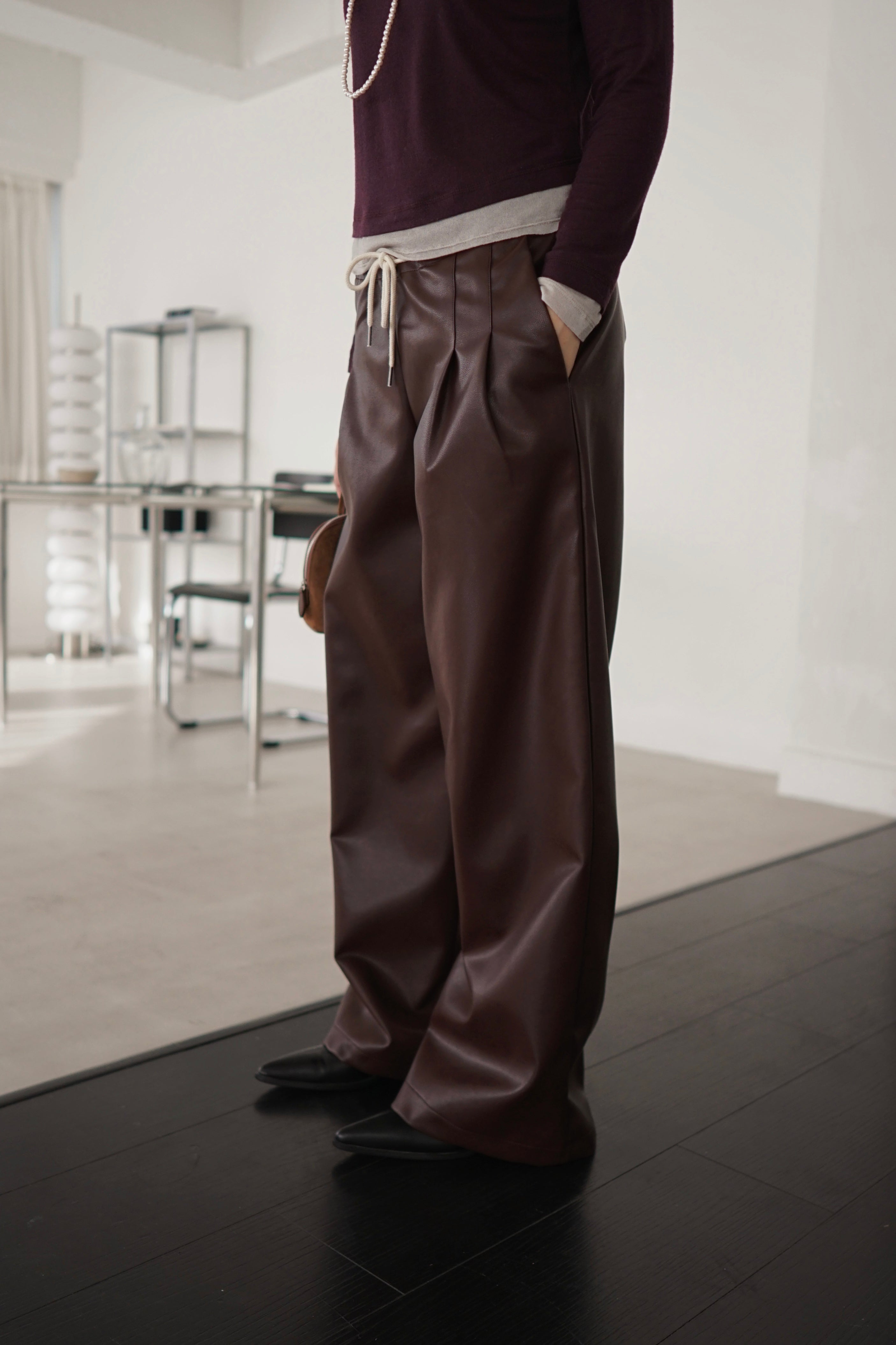 Vince vg leather wide leg pants