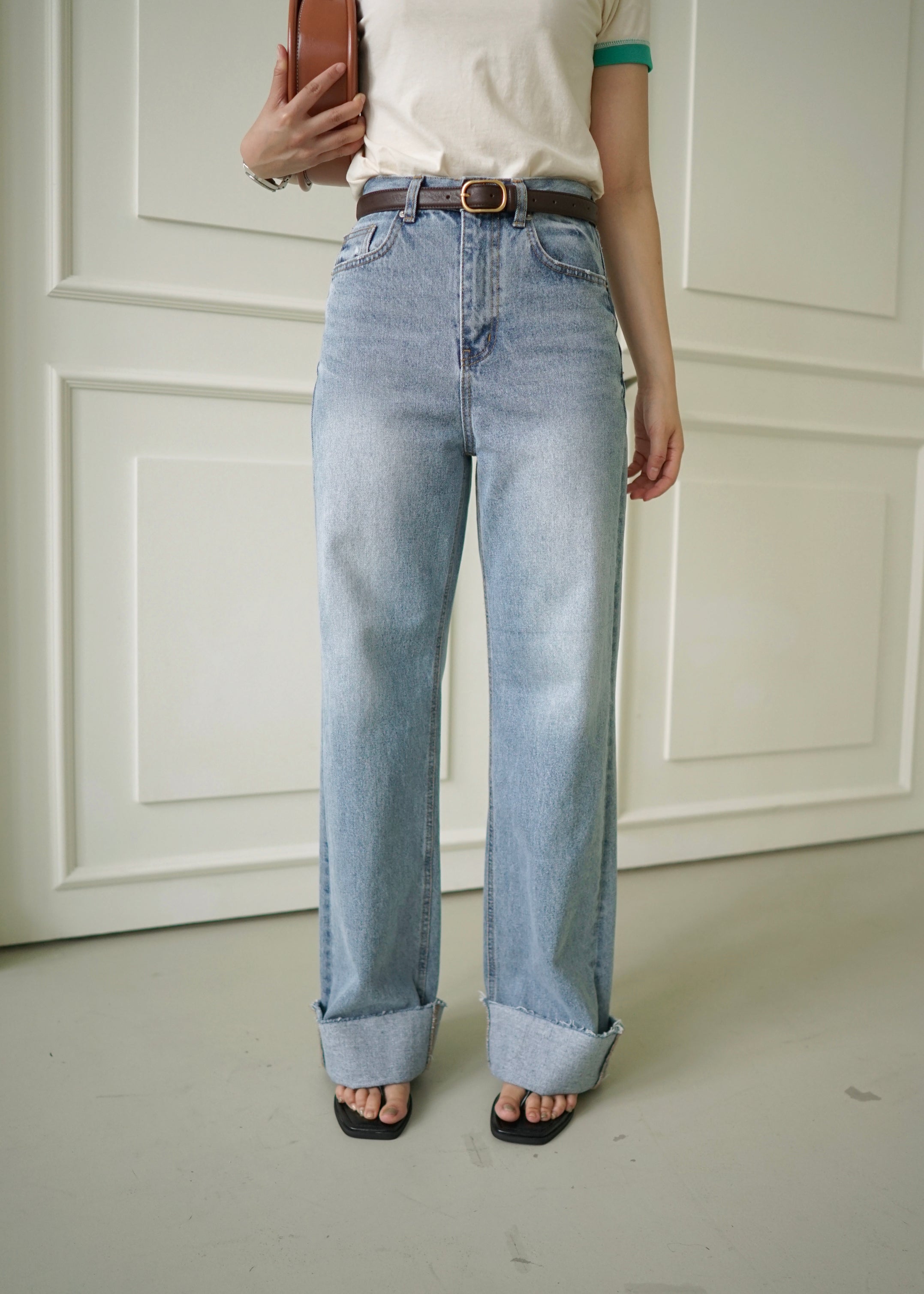 straight fit high rise slim jeans