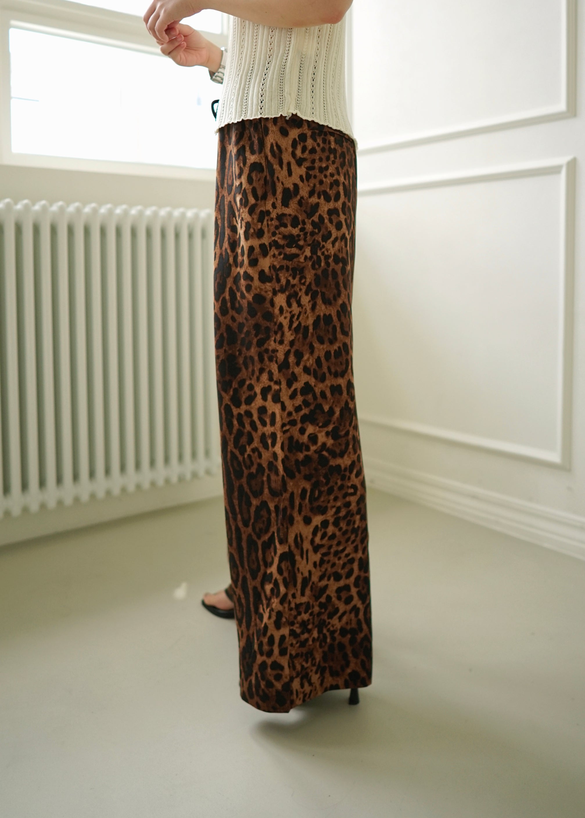 drawstring waist Leopard pants