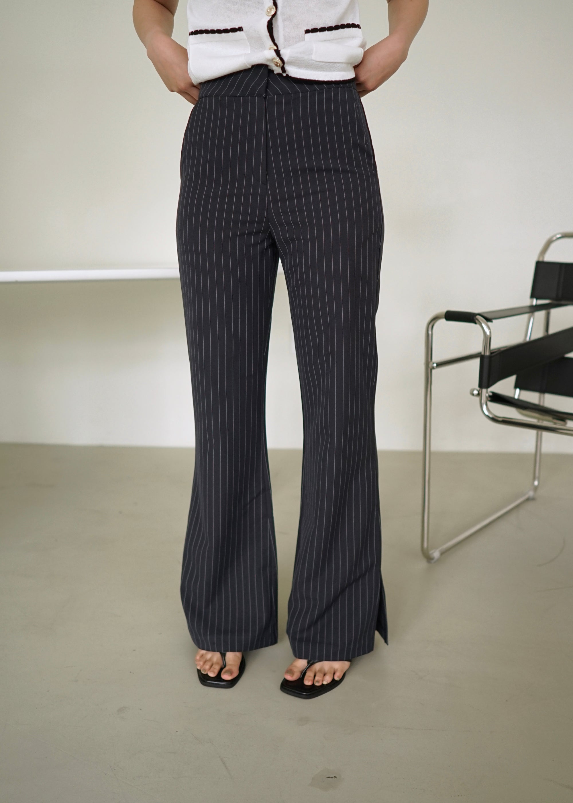 highrise striped flared pants