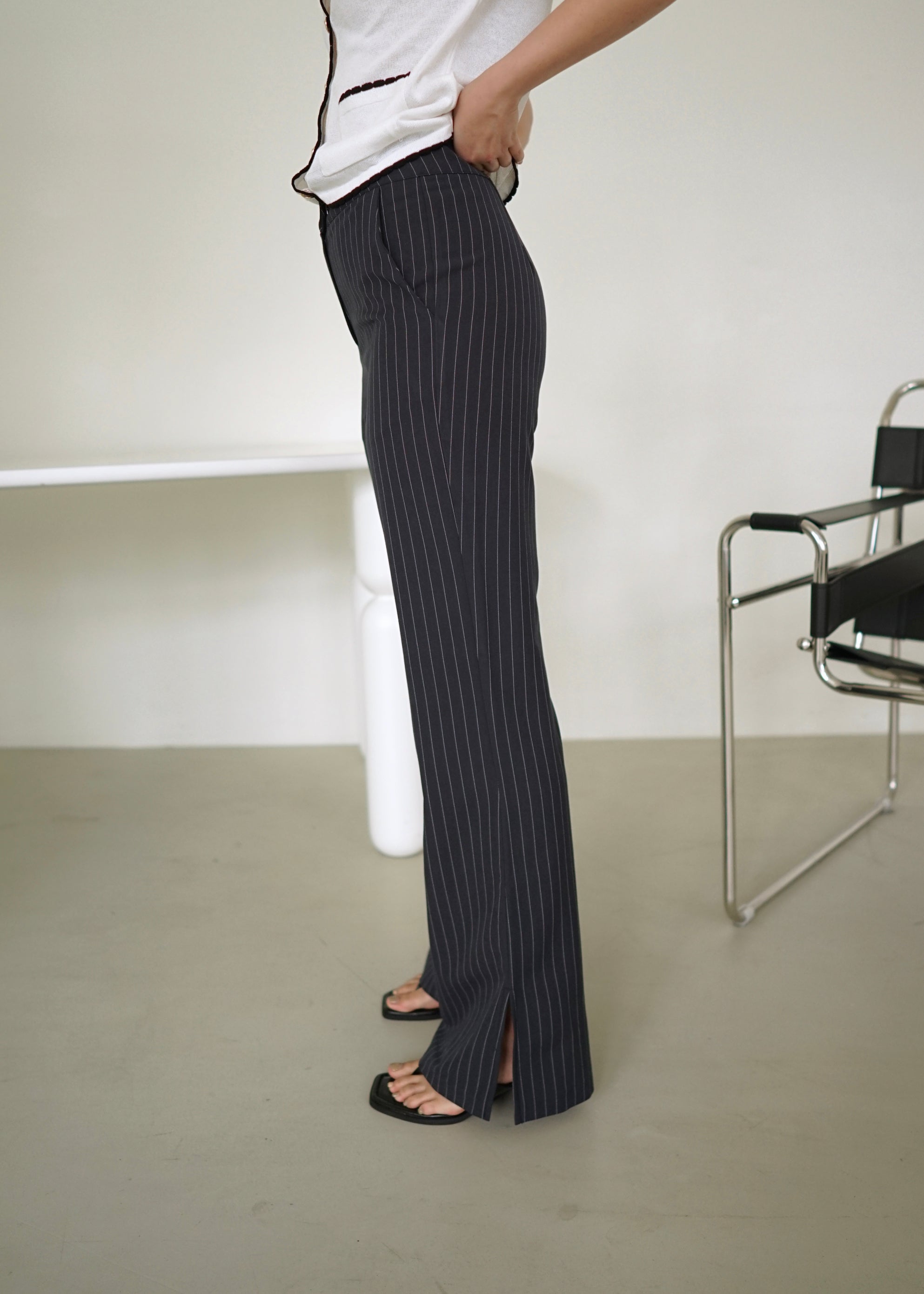 highrise striped flared pants