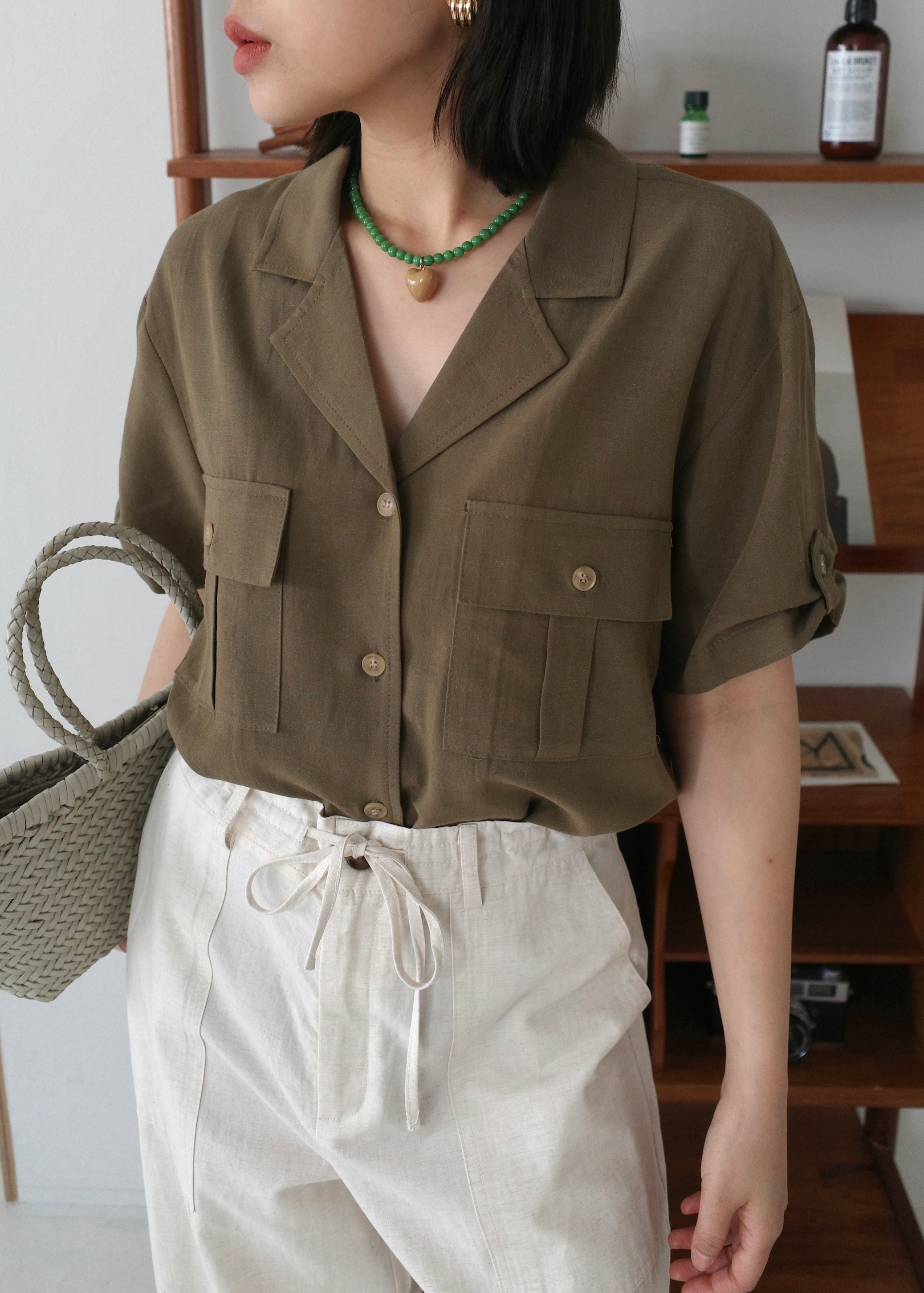 safari open collar shirt