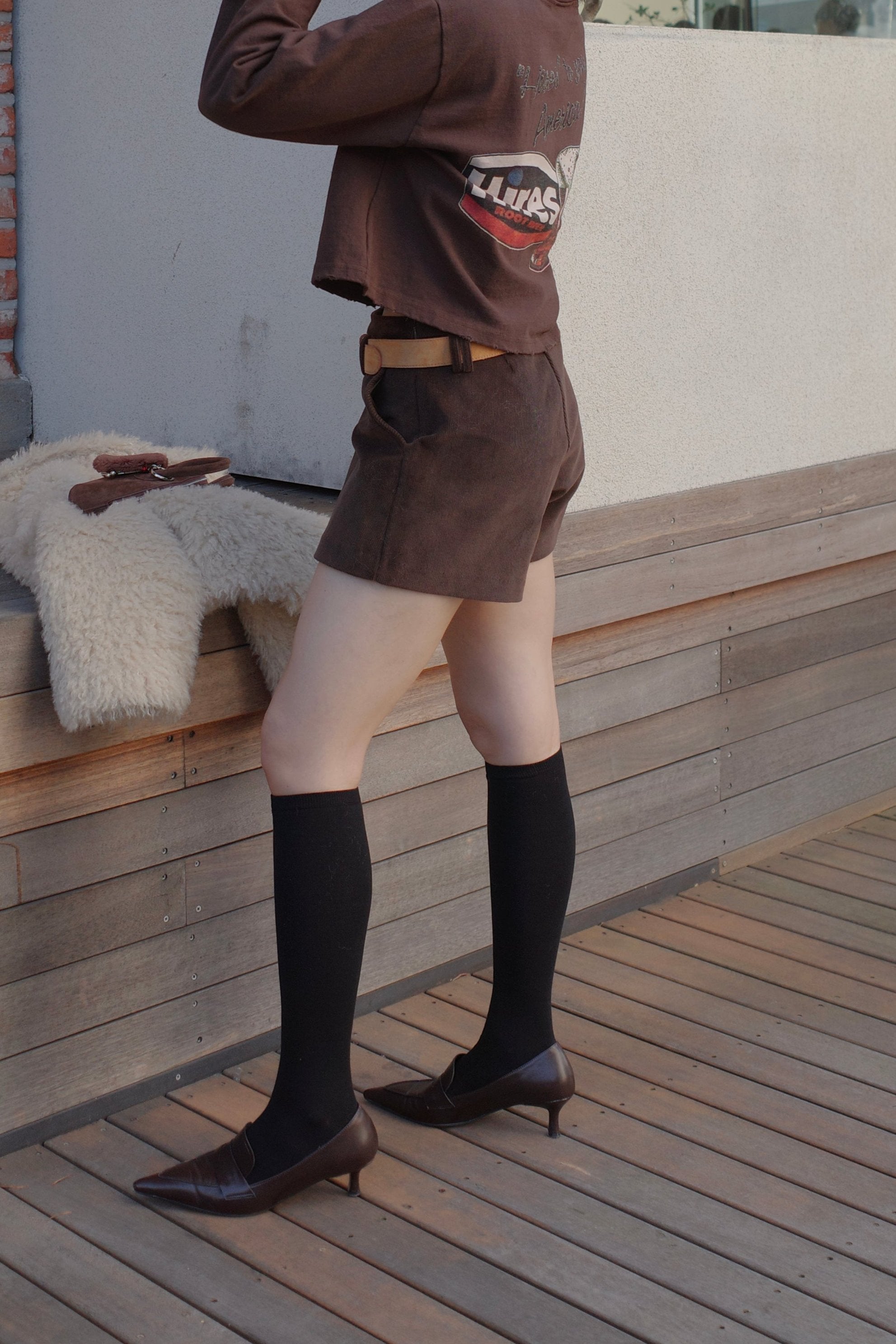 lowrise corduroy mini skorts (w/o belt)