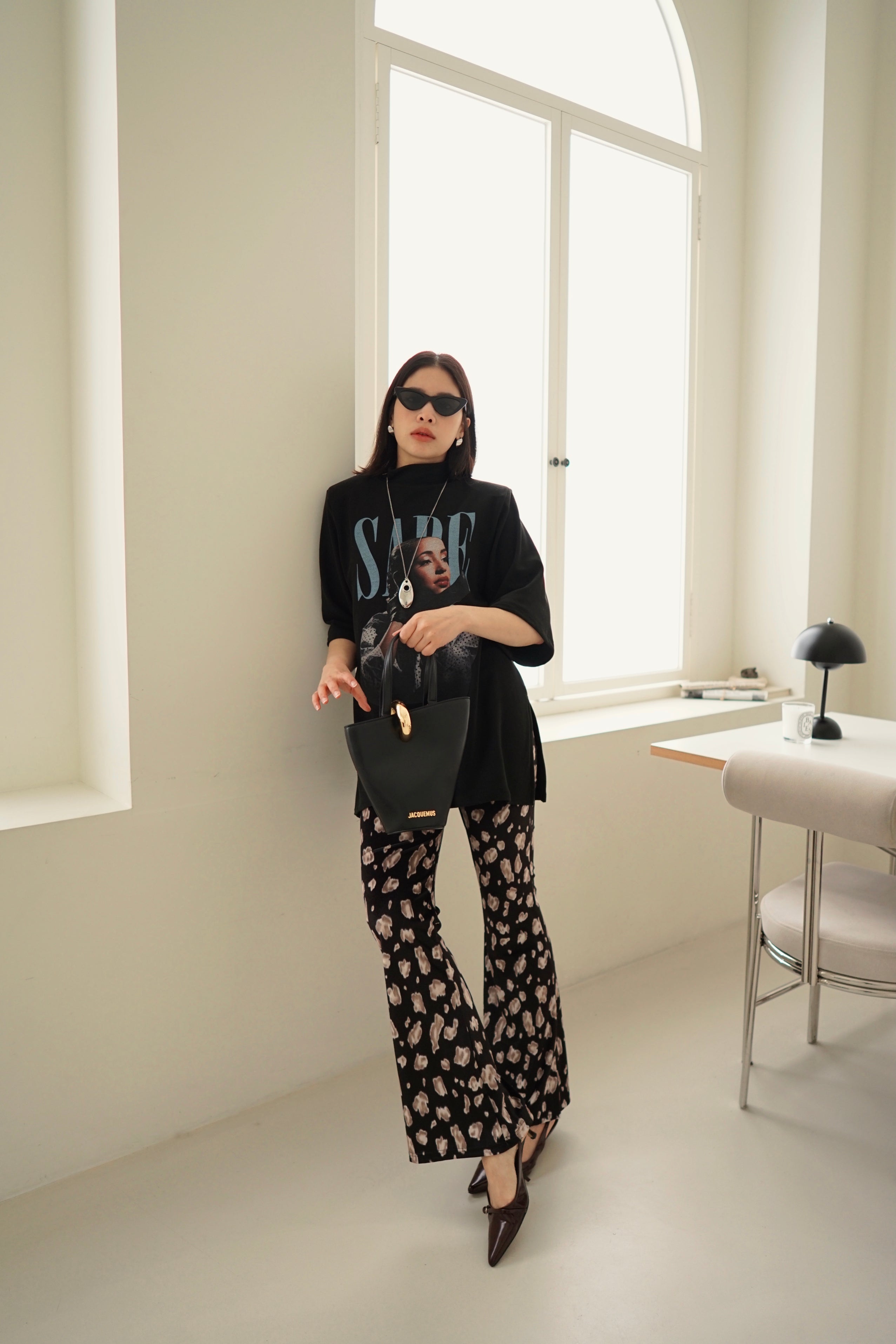 Leopard velvet flared pants