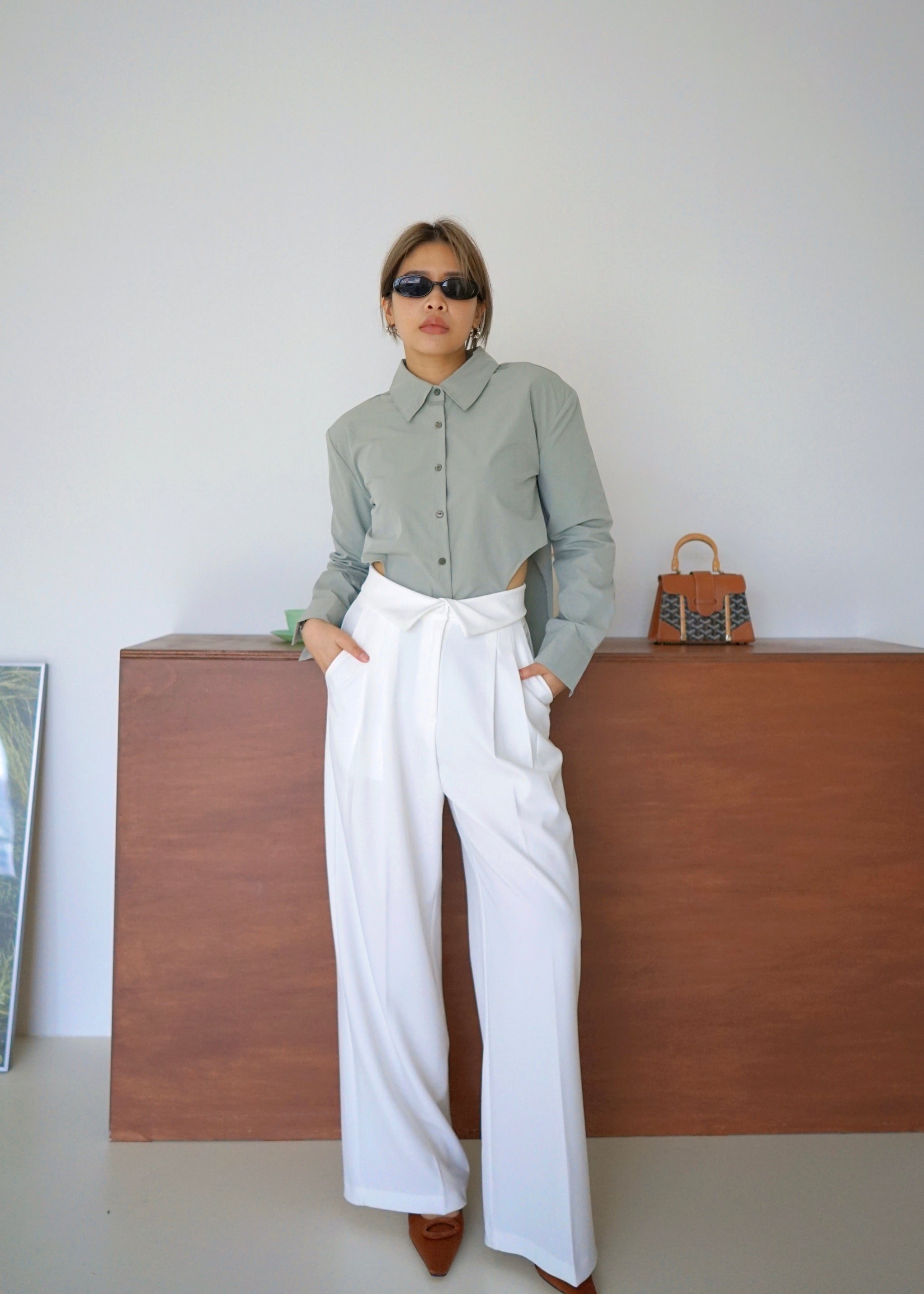 fold-over highrise trousers