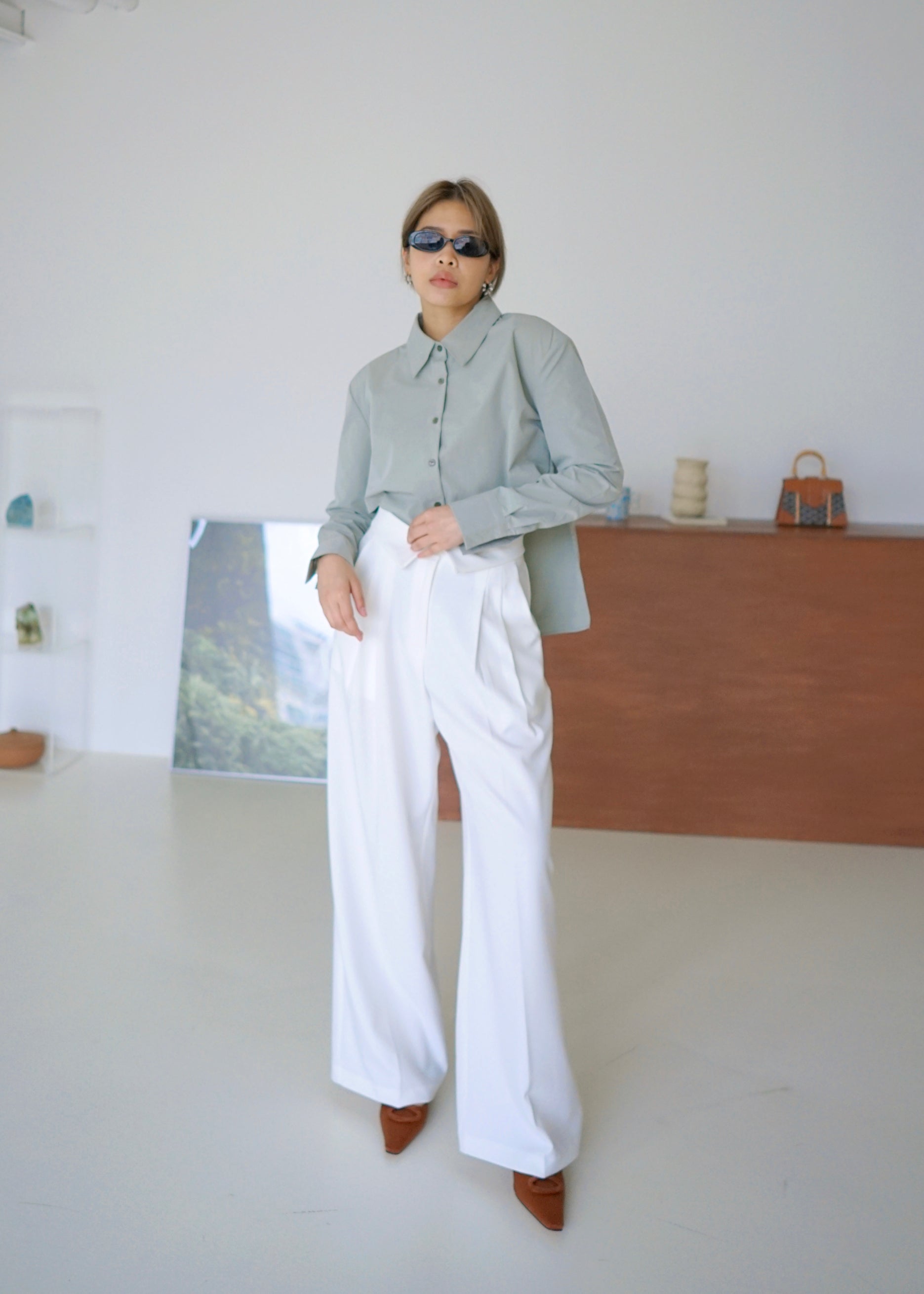 fold-over highrise trousers