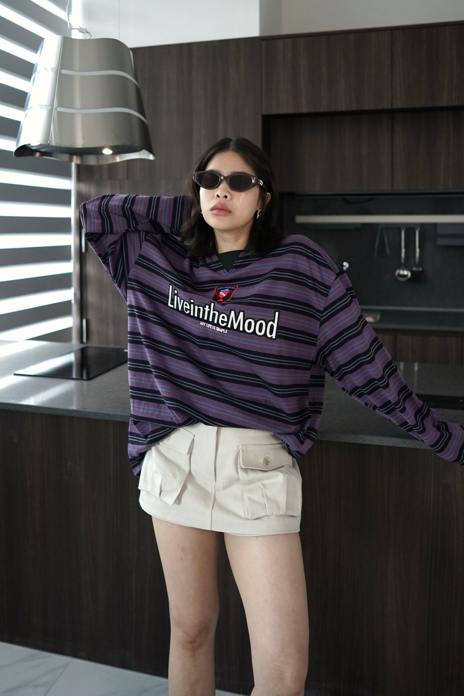 Live in the mood stripe jersey longsleeve tee