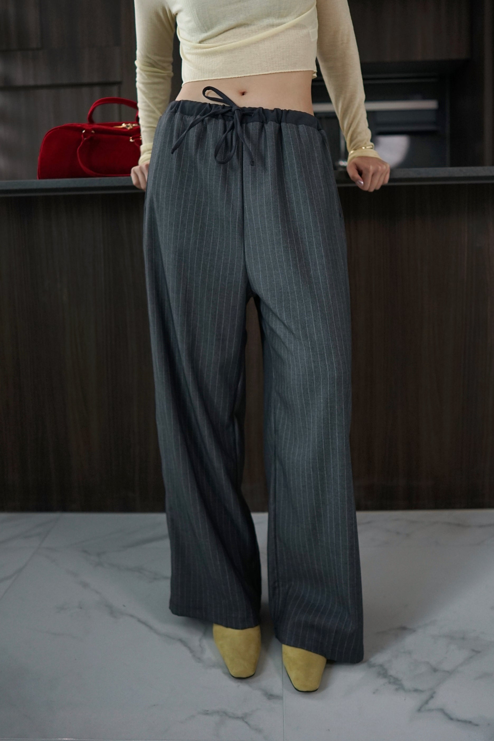 contrast drawstring waist stripe pants