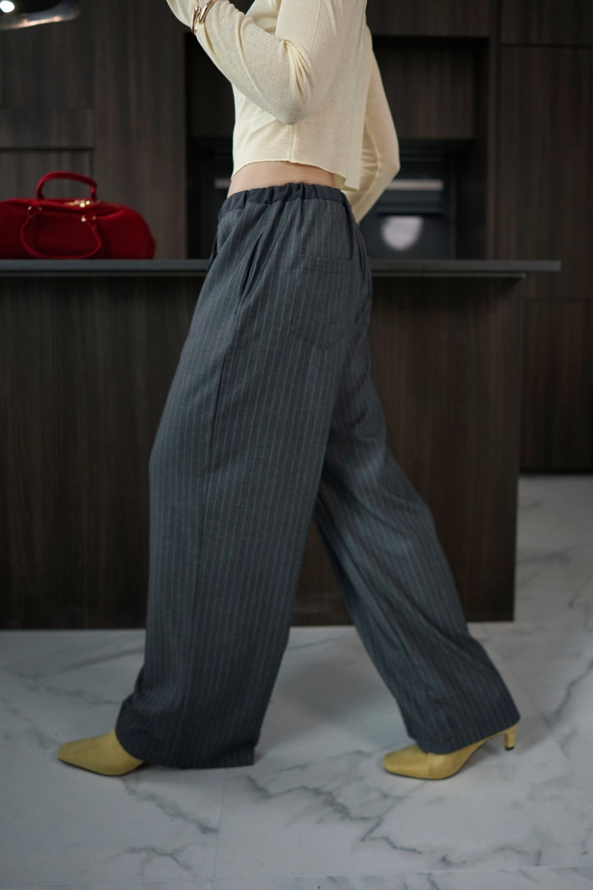 contrast drawstring waist stripe pants